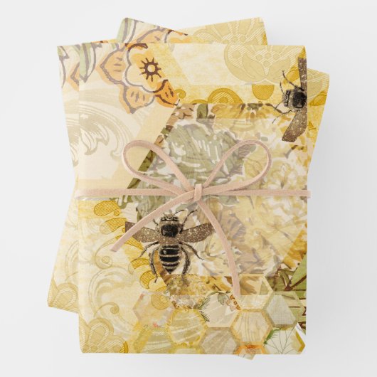 Busy Bees Wrapping Paper Flat Sheet Set van 3 (In situ)