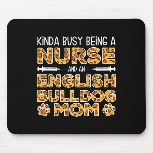Busy Beurse Dog Moeder - Engelse Bulldog Mam Muismat (Voorkant)
