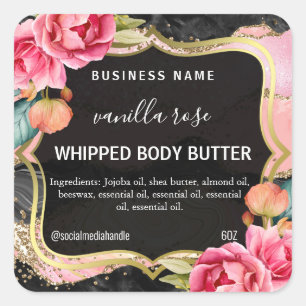 Busy Black and Gold Agate Body Butter Labels