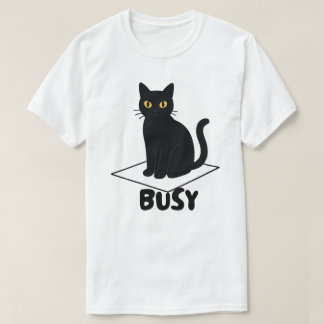 Busy Black Cat Design T-shirt