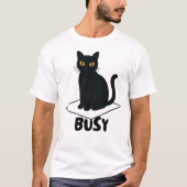 Busy Black Cat Design T-shirt (Voorkant)