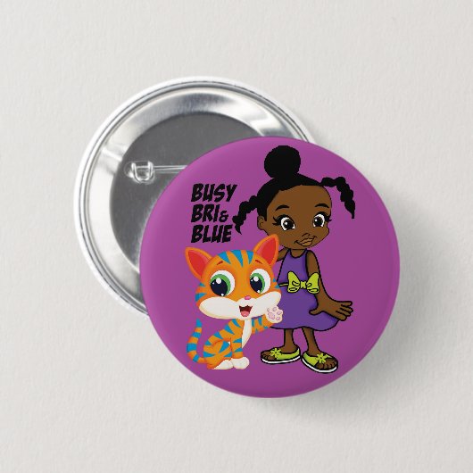 Busy Bri en Blue Round Button (Voorkant /achterkant)