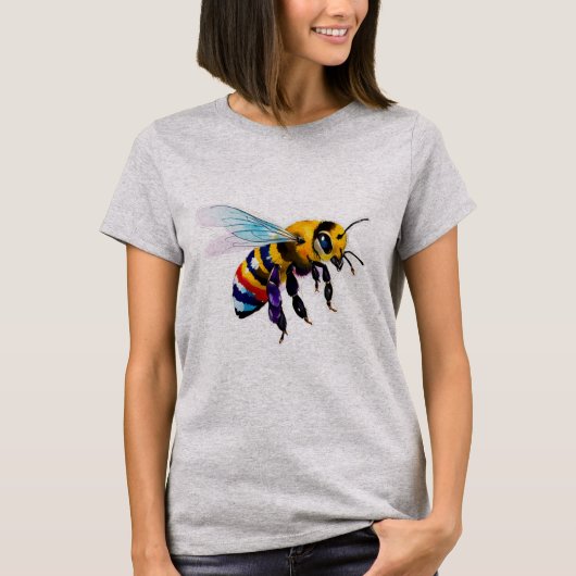 Busy Bumble Bee Honey Bee With Iridescent Wings T-shirt (Voorkant)