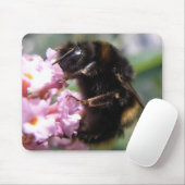 Busy Bumblebee en Roze Flowers Mousepad Muismat (Met muis)