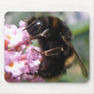 Busy Bumblebee en Roze Flowers Mousepad Muismat