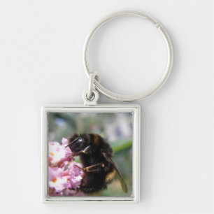 Busy Bumnlebee and Pink Flowers Sleutelhanger