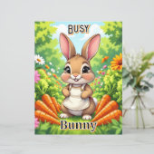 Busy Bunny | Cute Cartoon Kid's Nursery Art (Staand voorkant)