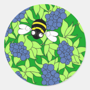 Busy Busy Bee Collectie - Blauwe Bes Delight Ronde Sticker