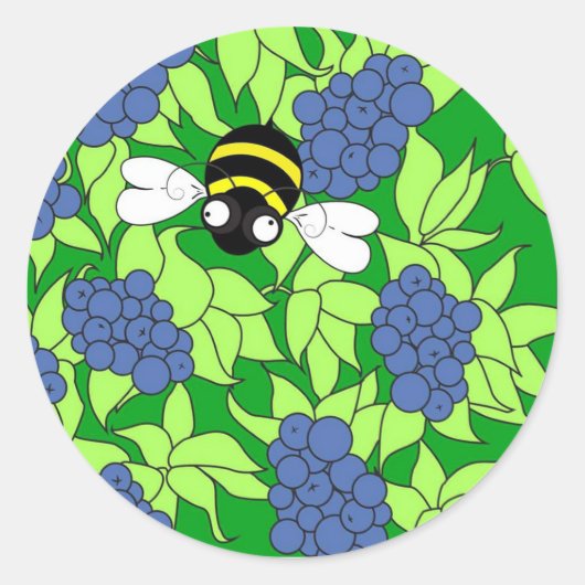 Busy Busy Bee Collection - Blueberry Delight Ronde Sticker (Voorkant)