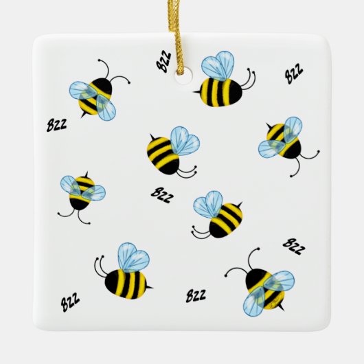 Busy Buzzing Bumble Bees Cheerful Keramisch Ornament (Voorkant)