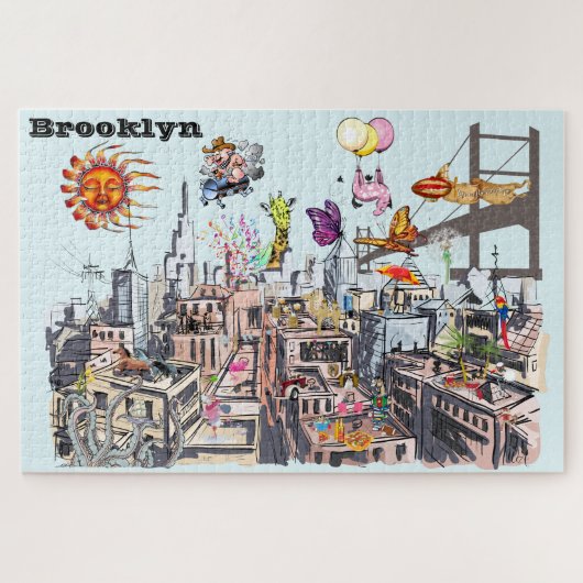 Busy City of Brooklyn Surreal Pop Art Legpuzzel (Horizontaal)