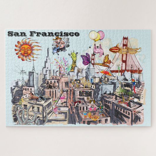 Busy City of San Francisco Surreal Pop Art Legpuzzel (Horizontaal)