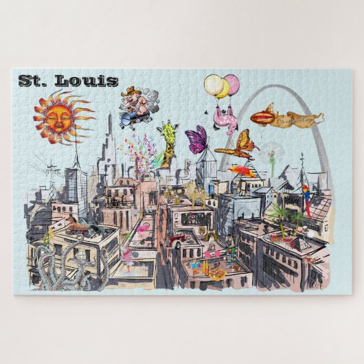Busy City of St. Louis Surreal Pop Art Legpuzzel (Horizontaal)