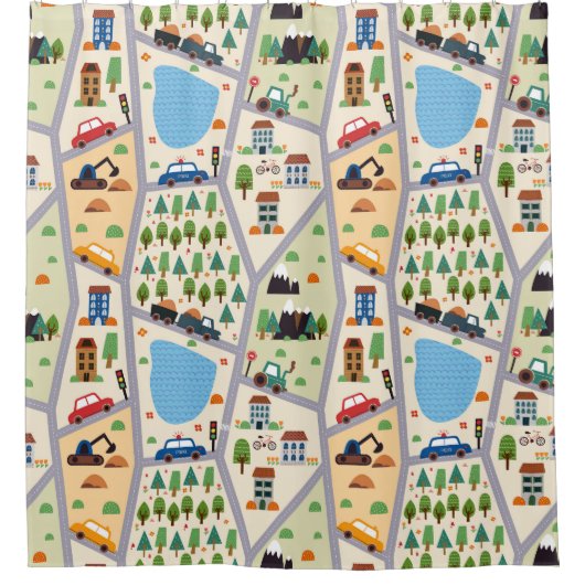 Busy City Roads Kinderen Bath Douchegordijn (Voorkant)