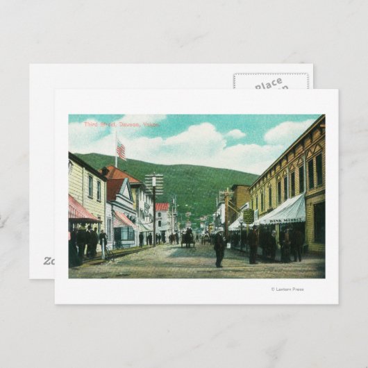 Busy Day on Third Street Uitzicht Briefkaart (Voorkant / Achterkant)