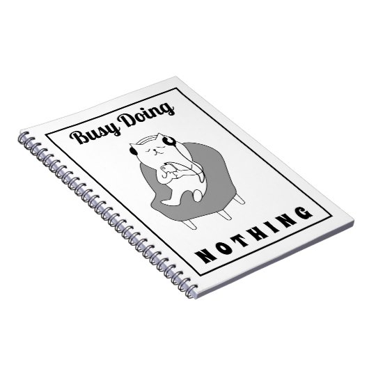 Busy Doing Niets Cute Cat Funny Humor Notitieboek (Rechterzijde)