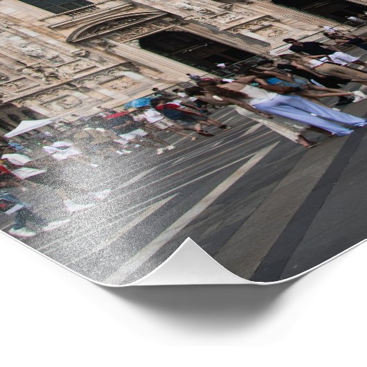 Busy Duomo Di Milano Foto Afdruk (Hoek)