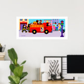 Busy Fire Truck Poster (Thuiskantoor)