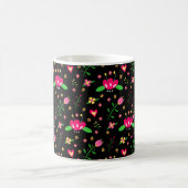 Busy Floral Pattern on Black Monogram Koffiemok (Center)