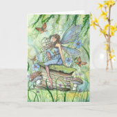 Busy Garden Fairy Wenskaart Kaart (Gele Bloem)