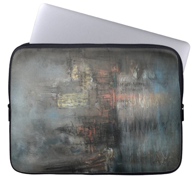Busy Harbour beroemd gemaakt door Glenn Cooper Hen Laptop Sleeve (Voorkant)
