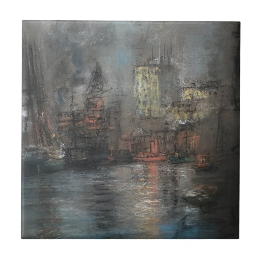 Busy Harbour beroemd gemaakt door Glenn Cooper Hen Tegeltje (Voorkant)