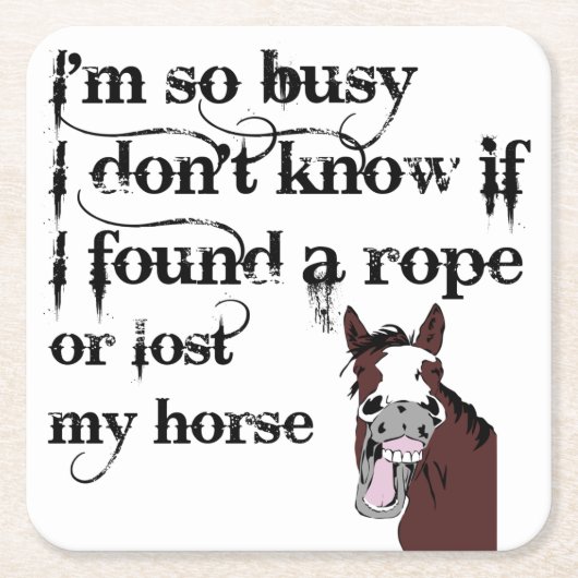Busy Horse Owner Stress Quote Funny Cartoon Kartonnen Onderzetters (Voorkant)