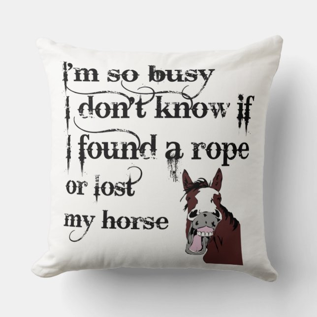 Busy Horse Owner Stress Quote Funny Cartoon Kussen (Voorkant)
