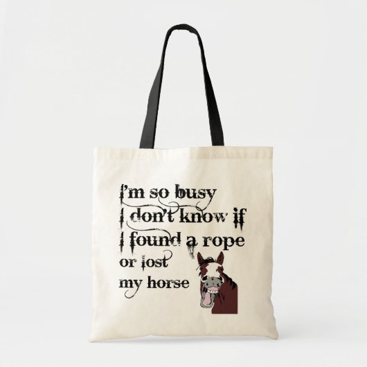 Busy Horse Owner Stress Quote Funny Cartoon Tote Bag (Voorkant)
