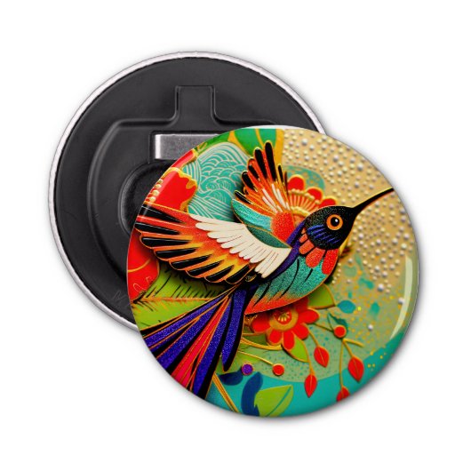 Busy Hummingbird Button Flesopener (Voorkant)