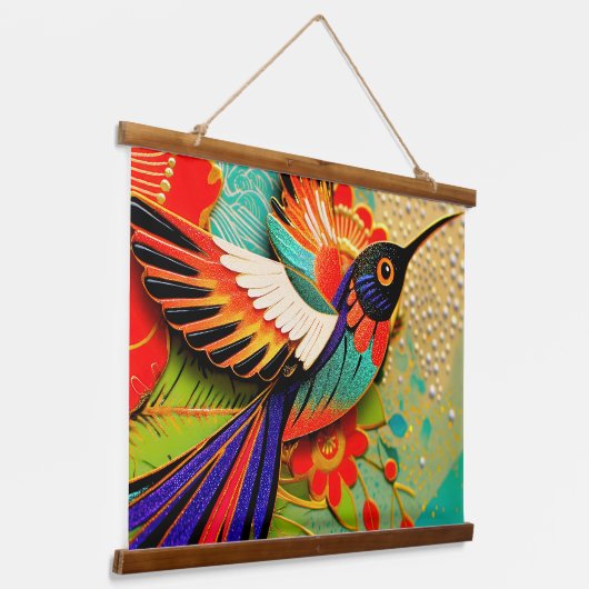 Busy Hummingbird Hangend Wandkleed (Gebogen)