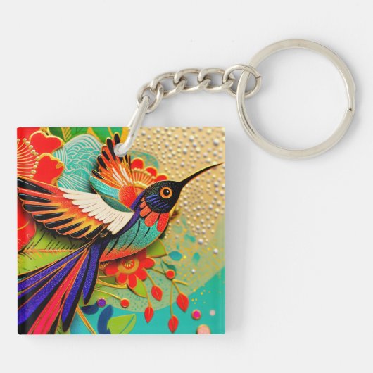 Busy Hummingbird Sleutelhanger (Achterkant)