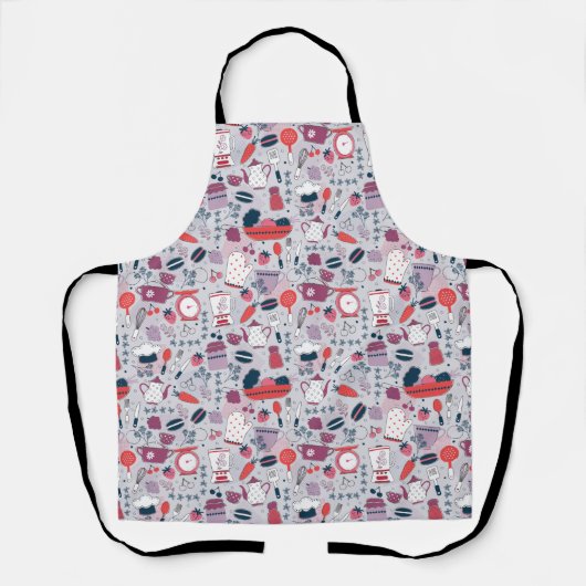 Busy Kitchen Utensils Pot Baking Bakery Pattern Schort (Voorkant)