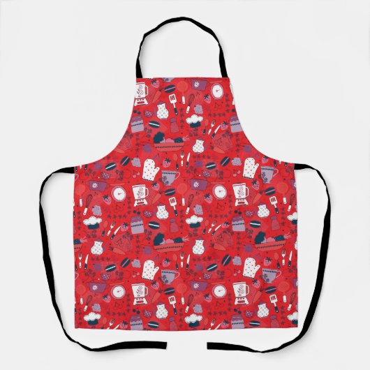 Busy Kitchen Utensils Pot Baking Bakery Pattern Schort (Voorkant)