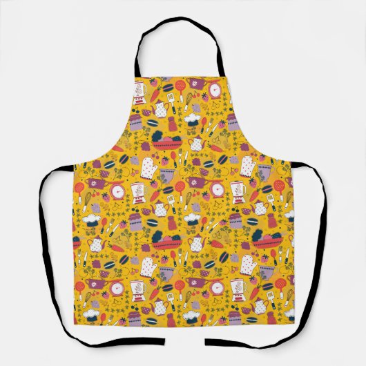 Busy Kitchen Utensils Pot Baking Bakery Pattern Schort (Voorkant)