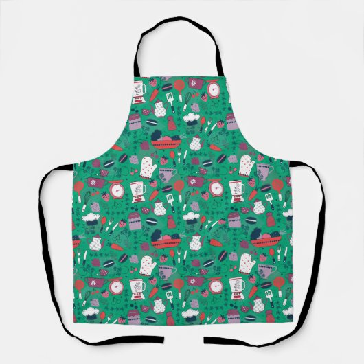 Busy Kitchen Utensils Pot Baking Bakery Pattern Schort (Voorkant)