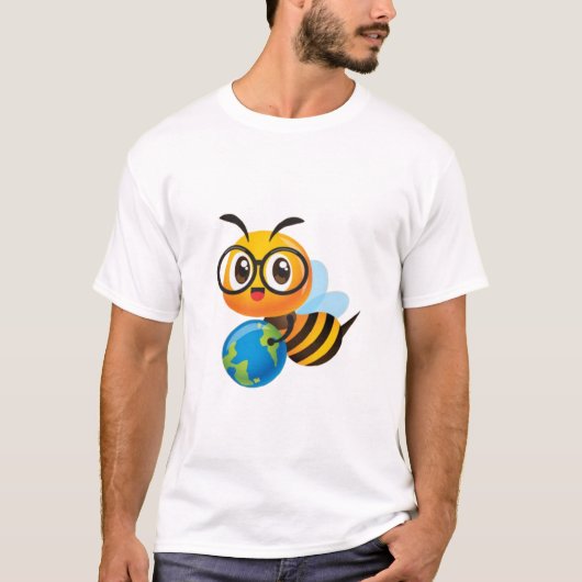 Busy Little Bee: Schattigee honingbij Kinderen T-shirt (Voorkant)