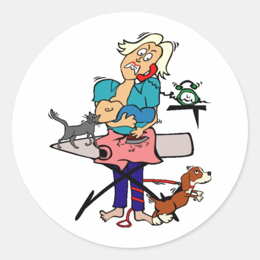 Busy mama ronde sticker (Voorkant)