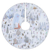 Busy Mountain Alpine Ski Village Kerstboom Rok (Voorkant)