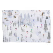 Busy Mountain Alpine Ski Village Kussensloop (Voorkant-Links)