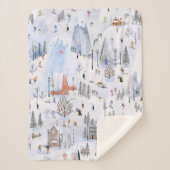 Busy Mountain Alpine Ski Village Sherpa Deken (Voorkant)