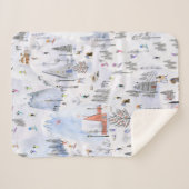 Busy Mountain Alpine Ski Village Sherpa Deken (Voorkant (horizontaal))