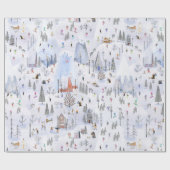 Busy Mountain Ski Dorp Cadeaupapier (Vlak)