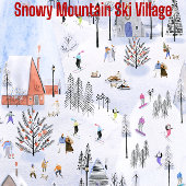 Busy Mountain Ski Village Cadeaupapier