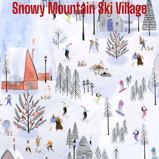 Busy Mountain Ski Village Cadeaupapier