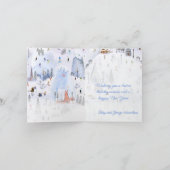 Busy Mountain Ski Village Vrolijk Kerstfeest Feestdagen Kaart (Binnen)