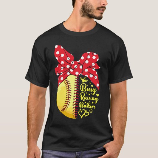 Busy Raising Ballers Funny Softball Baseball Vrouw T-shirt (Voorkant)