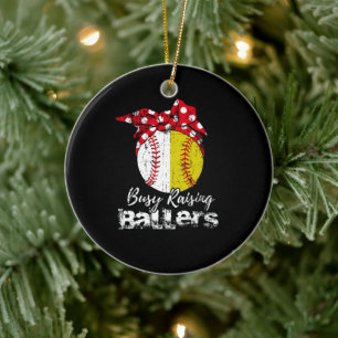 Busy Raising Ballers Softball Baseball Keramisch Ornament