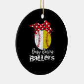 Busy Raising Ballers Softball Baseball Keramisch Ornament (Rechts)