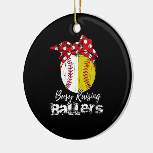 Busy Raising Ballers Softball Baseball Keramisch Ornament (Links)